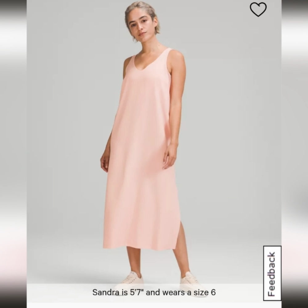 BNWT Lululemon Ease of it All V-Neck Midi Dress in Pink Mist Size 6